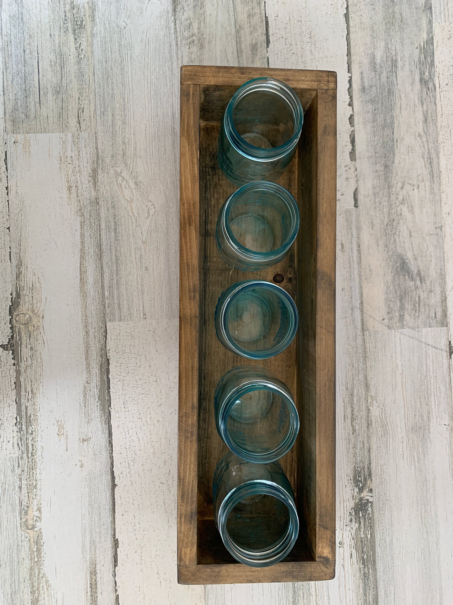 Wood mason jar planter box centerpiece | rustic farmhouse decor