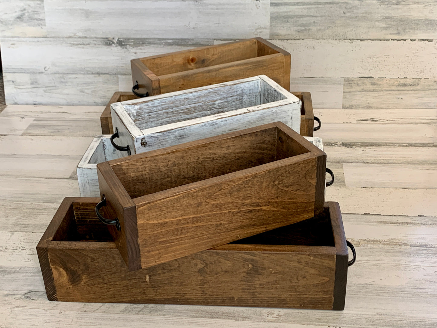 Wood mason jar planter box centerpiece | rustic farmhouse decor
