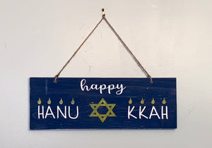 Happy Hanukkah Rustic Wood Sign
