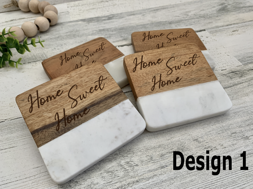 Marble and Wood Coasters