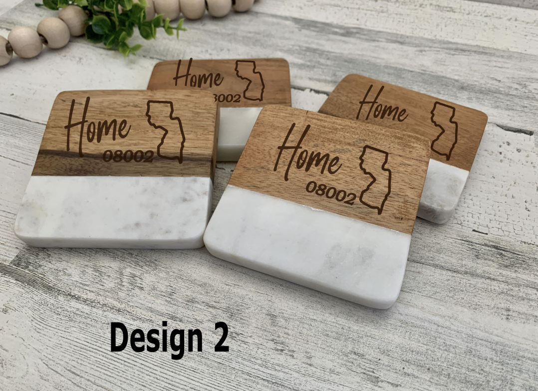 Marble and Wood Coasters