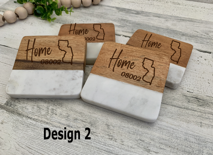 Marble and Wood Coasters