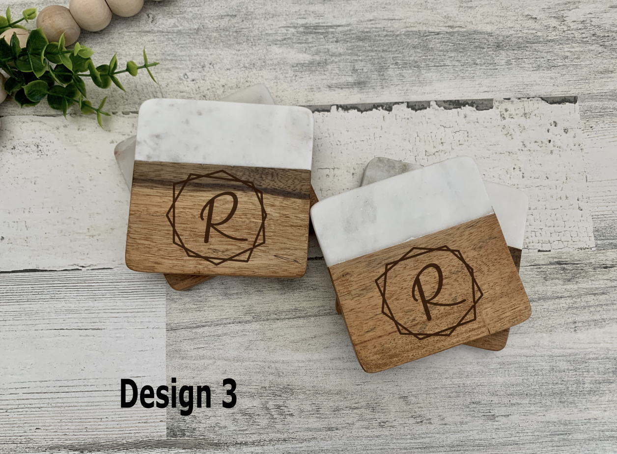Marble and Wood Coasters