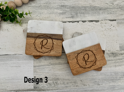 Marble and Wood Coasters
