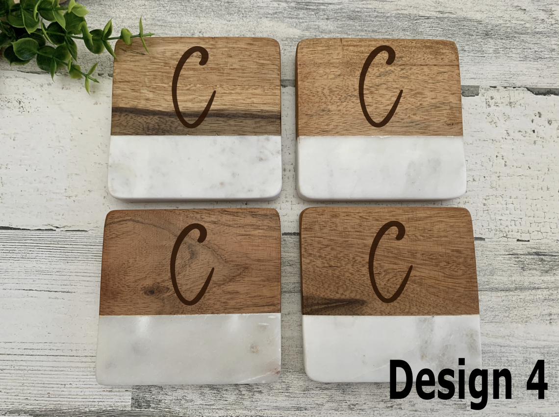 Marble and Wood Coasters