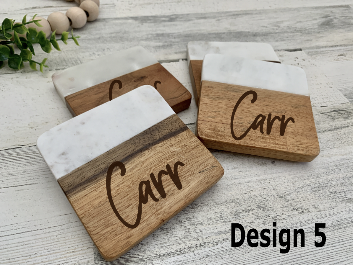 Marble and Wood Coasters