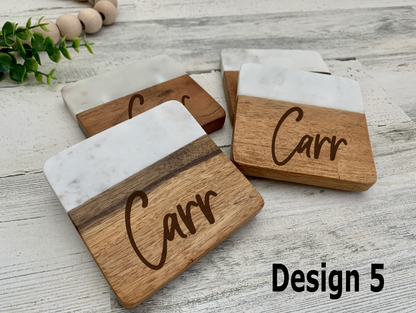Marble and Wood Coasters