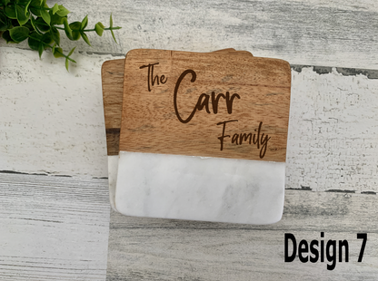 Marble and Wood Coasters