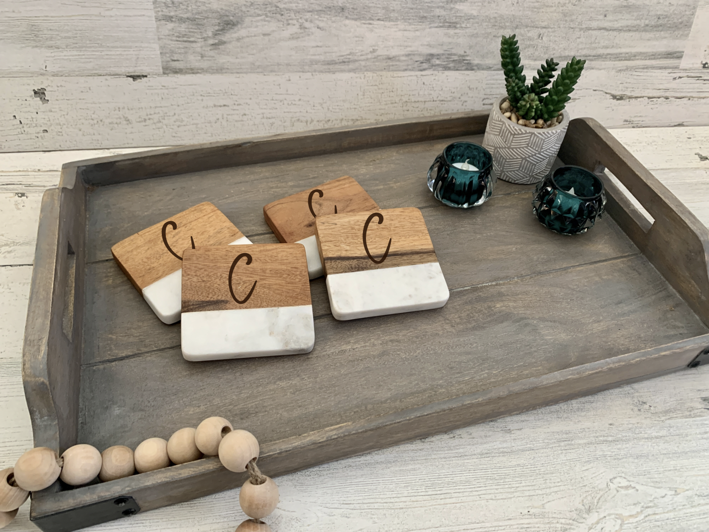 Marble and Wood Coasters
