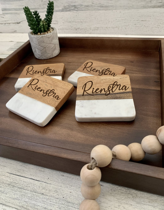 Marble and Wood Coasters