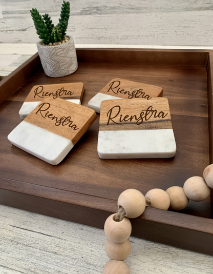 Marble and Wood Coasters