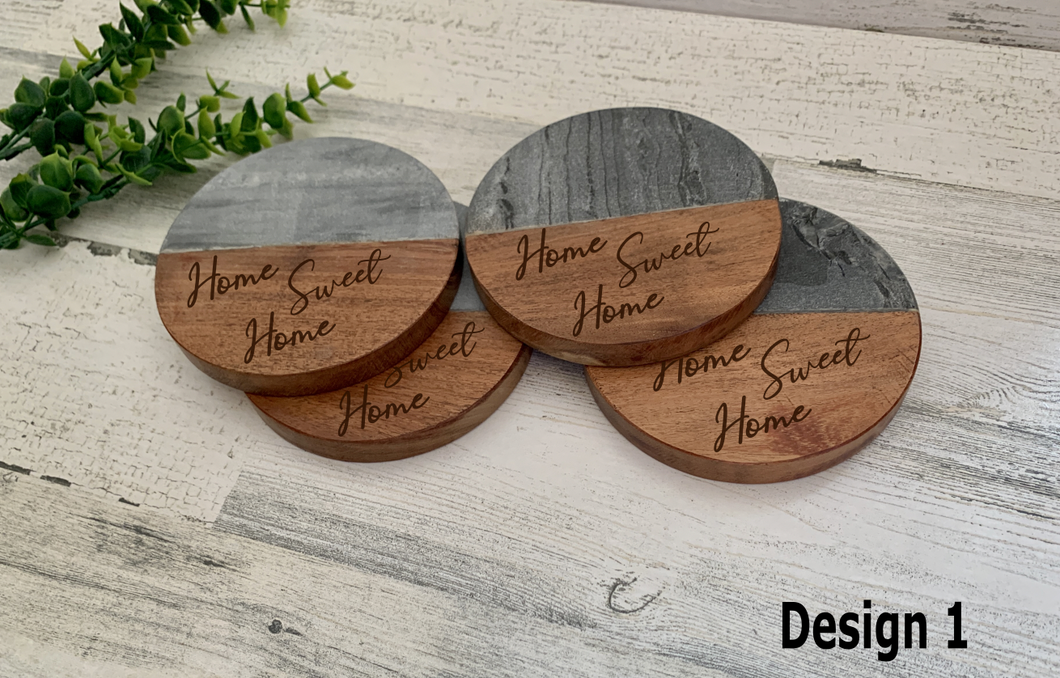 Slate and Wood Customized Coasters