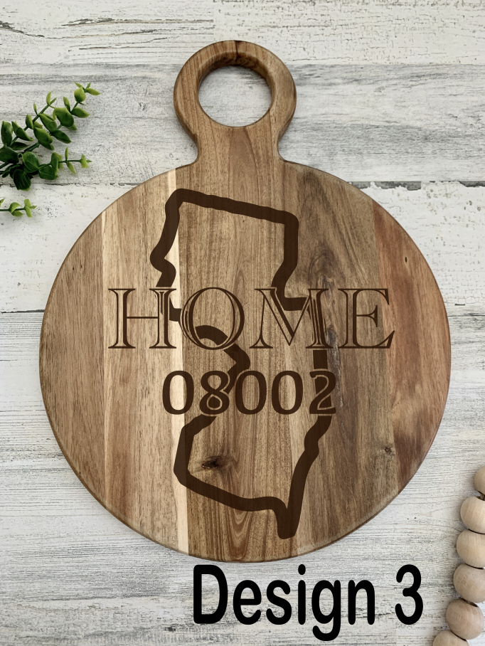 Custom Engraved Round Cutting Board Round Handle