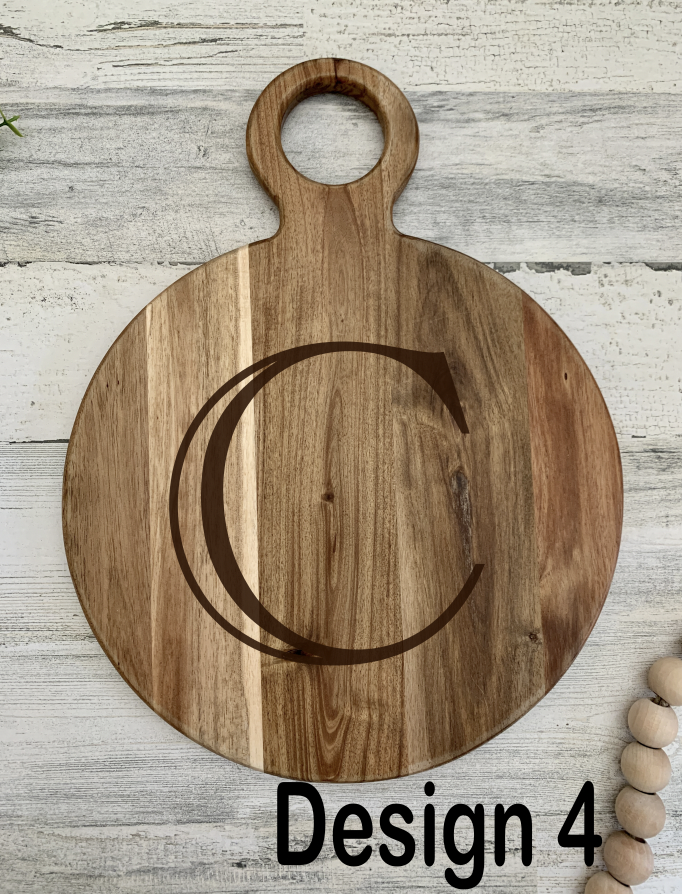 Custom Engraved Round Cutting Board Round Handle