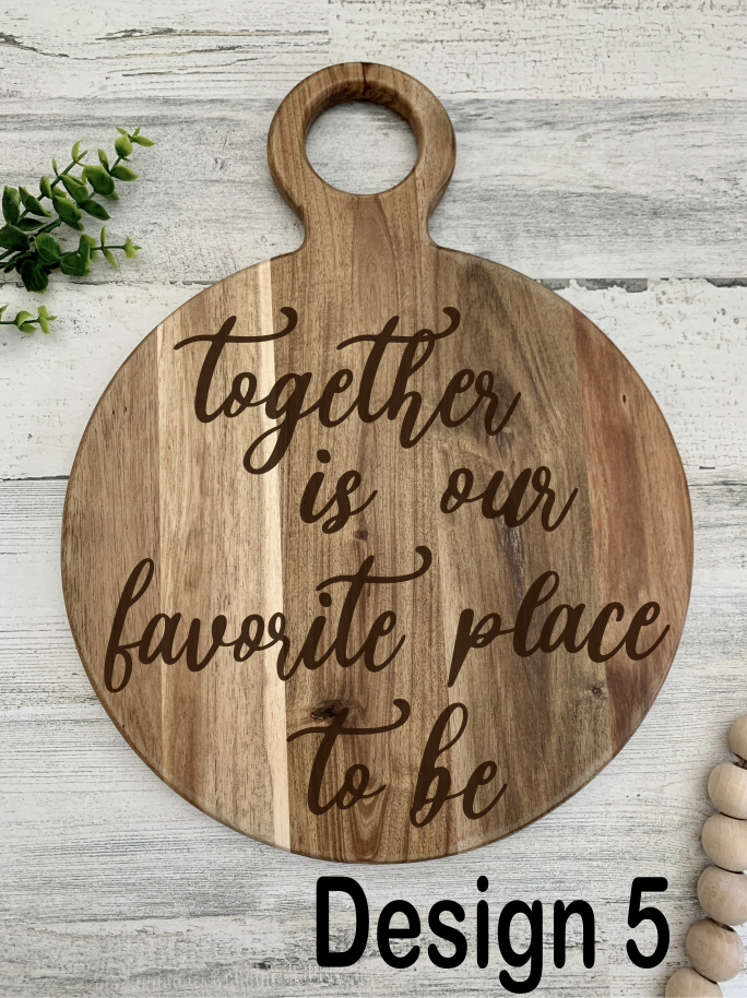 Custom Engraved Round Cutting Board Round Handle