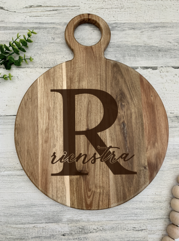 Custom Engraved Round Cutting Board Round Handle